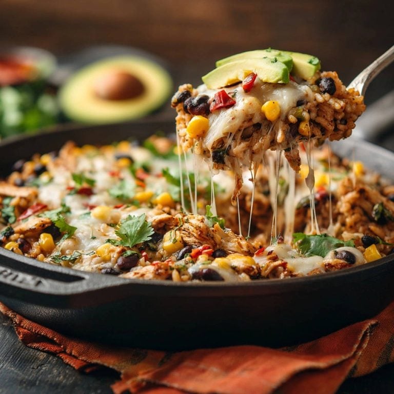 Cheesy One-Pan Chicken & Rice Skillet: Fluffy & Flavorful!