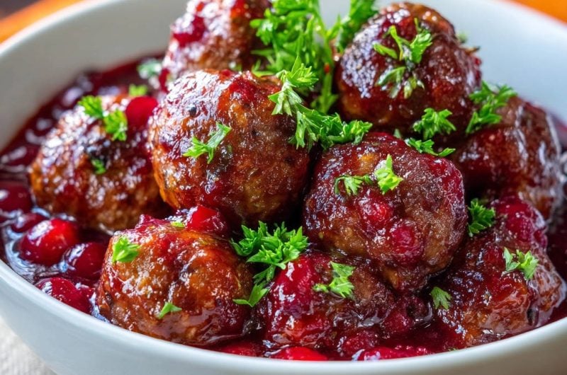 Holiday Cranberry Glazed Meatballs