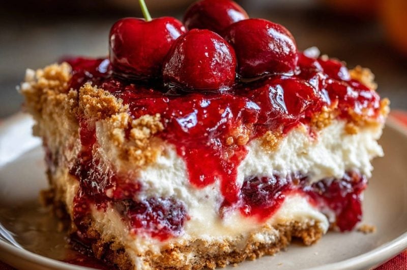 No-Bake Cherry Cheesecake Bars