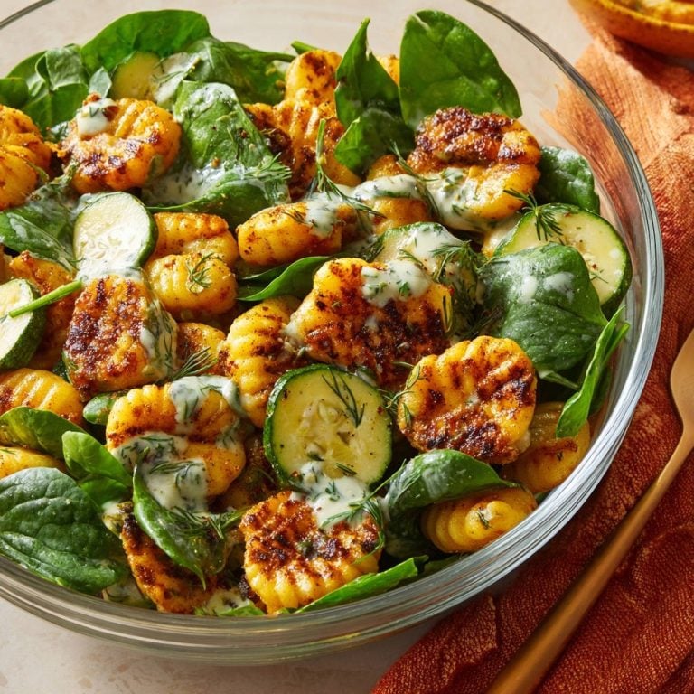 Pan-Seared Gnocchi with Zucchini, Spinach, and Creamy Dill Sauce: Crispy Perfection