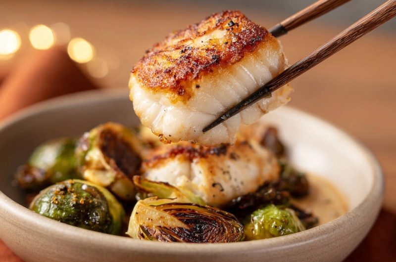 Pan-Seared Scallops with Roasted Brussels Sprouts