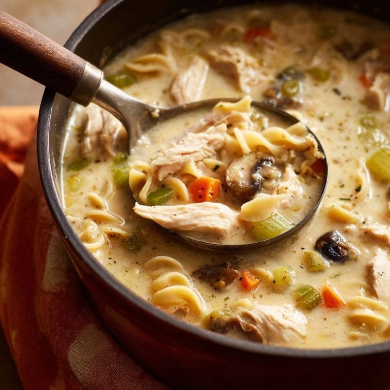 Creamy Homestyle Chicken Noodle Soup: Never-Gummy Noodle Secret!