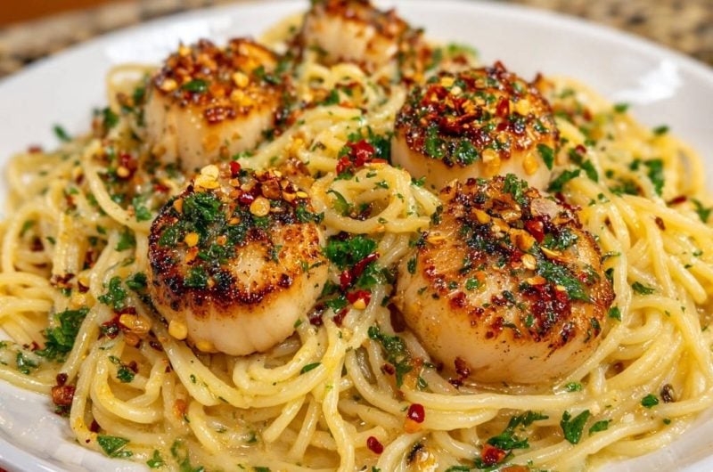 Seared Scallops with Garlic Butter Spaghetti