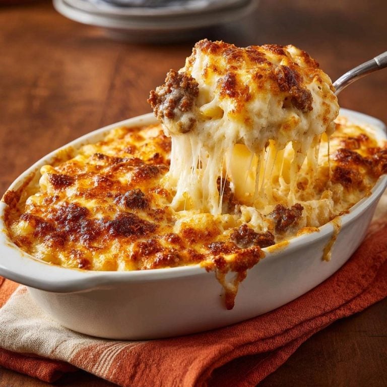 Baked Beef Mac and Cheese with Smooth Sauce