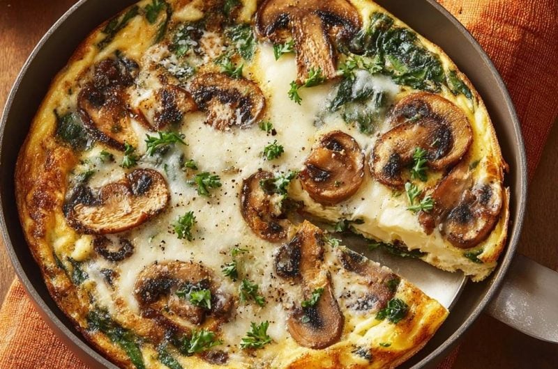 Cheesy Spinach Mushroom Frittata