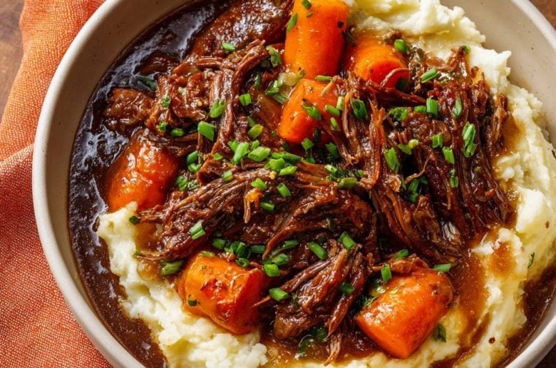 Fall-Apart Beef & Carrots over Creamy Mash