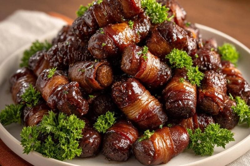 Glazed Bacon-Wrapped Smokies