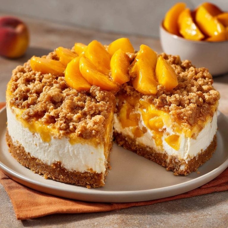 Peach Streusel Cheesecake with Crispy Topping