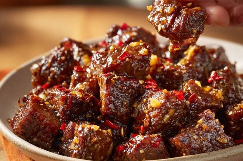 Sticky Garlic Chili Beef Bites