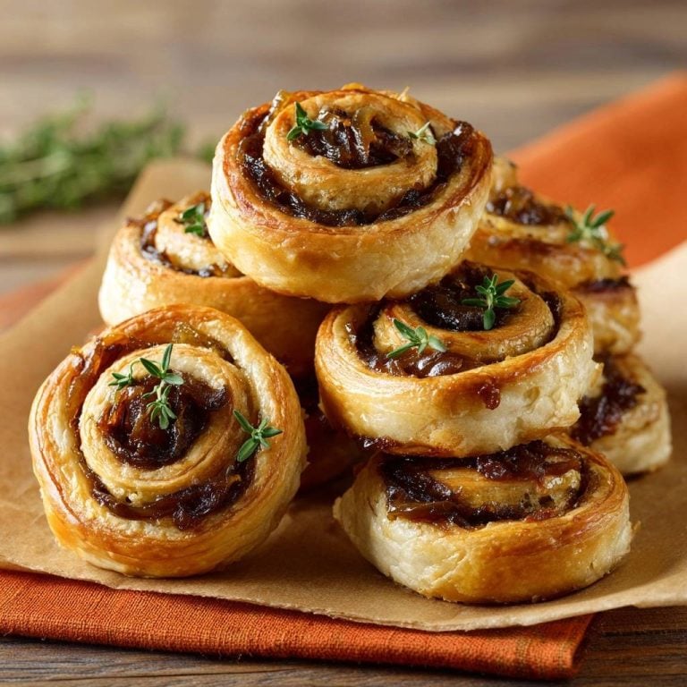 Caramelized Onion Thyme Puff Pastry Spirals