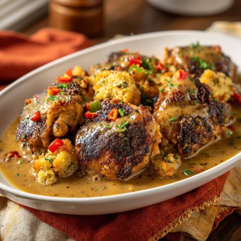 Cornmeal-Crusted Fried Chicken with Creamy Pepper Gravy