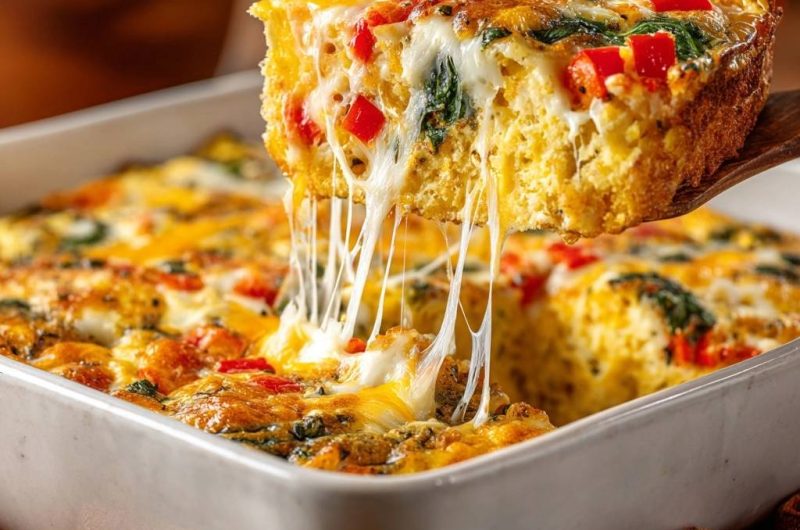 Cheesy Spinach Pepper Corn Bake