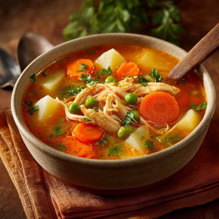 Hearty Shredded Chicken Vegetable Soup